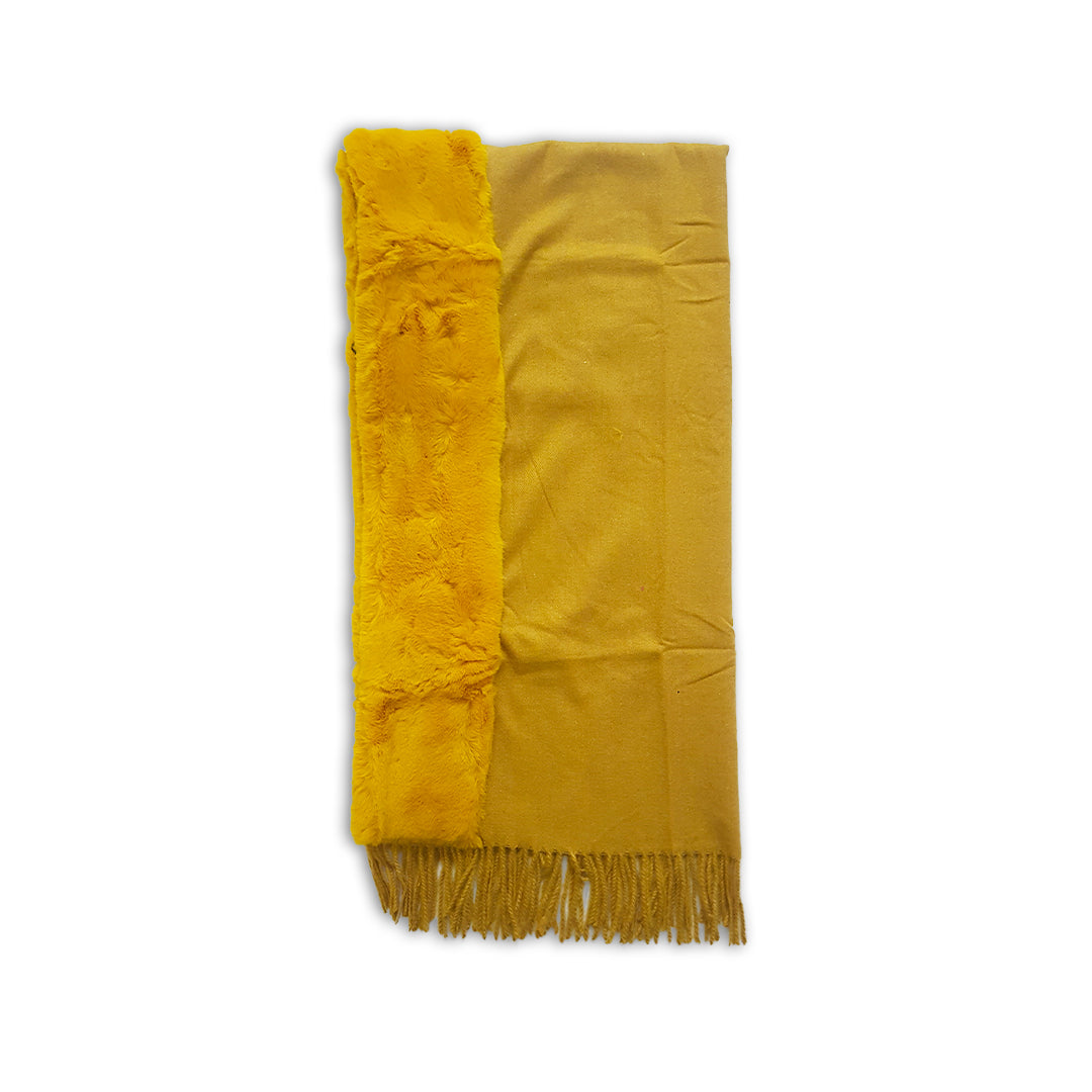 Kashmiri Wool FUR Stoles - Yallow