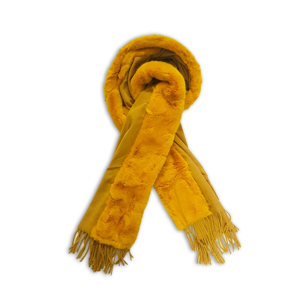 Kashmiri Wool FUR Stoles - Yallow